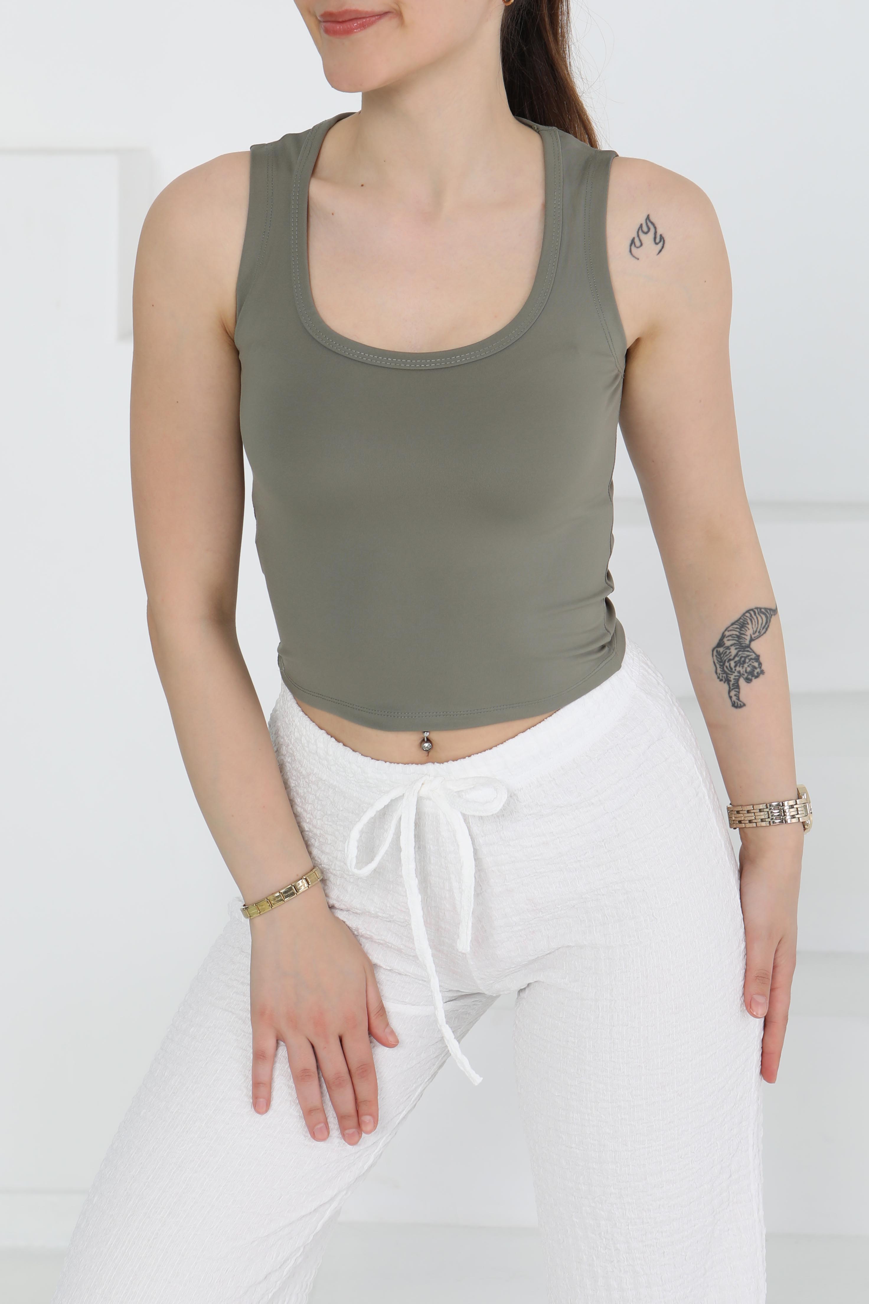 Cupralı Oval Yaka Crop Atlet  - 27278