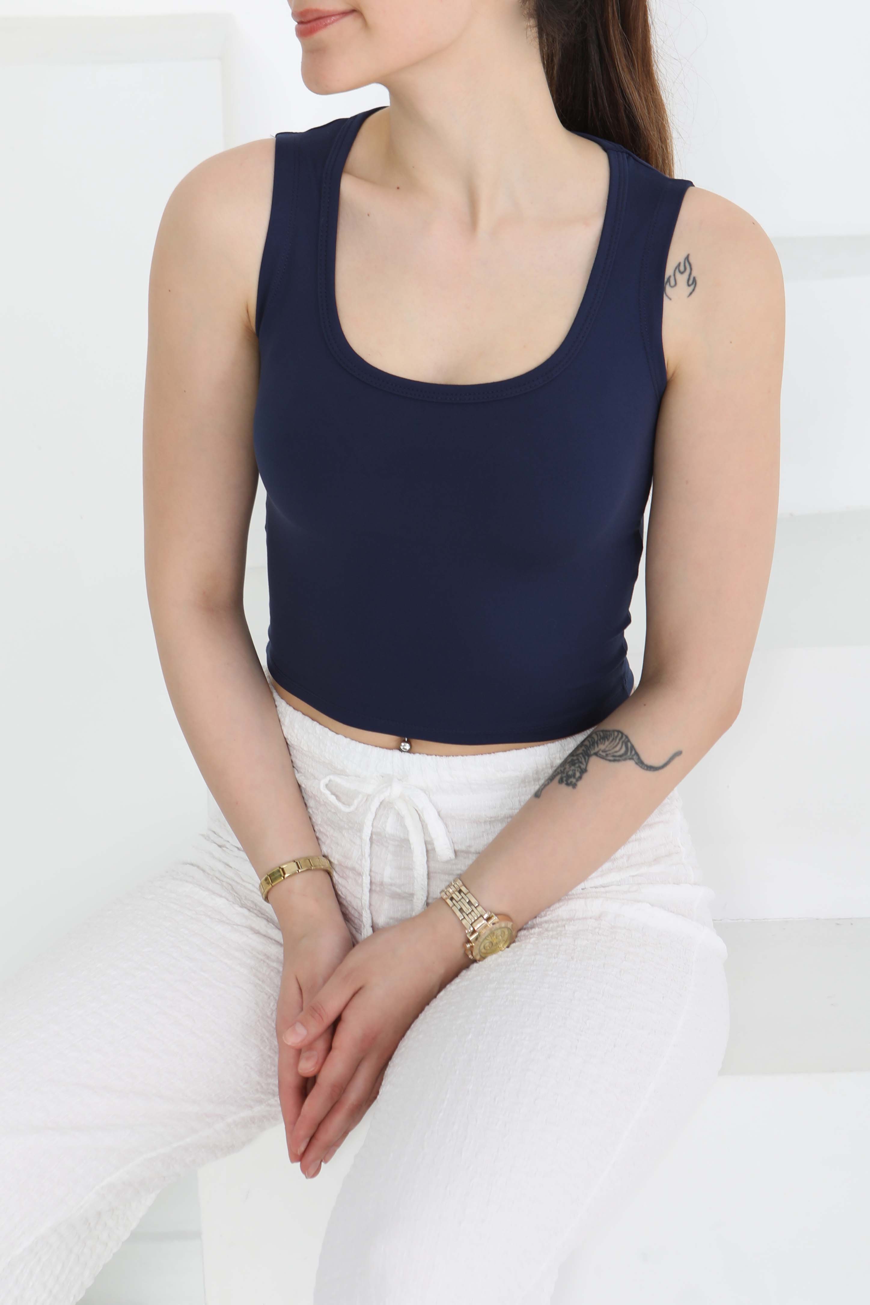 Cupralı Oval Yaka Crop Atlet  - 27278