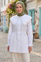 Dantel Yaka Detaylı Tunik Beyaz - 28630-BEYAZ - TOFİSA