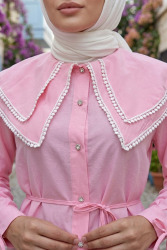 Dantel Yaka Detaylı Tunik Pembe - 28630-PEMBE - TOFİSA (1)