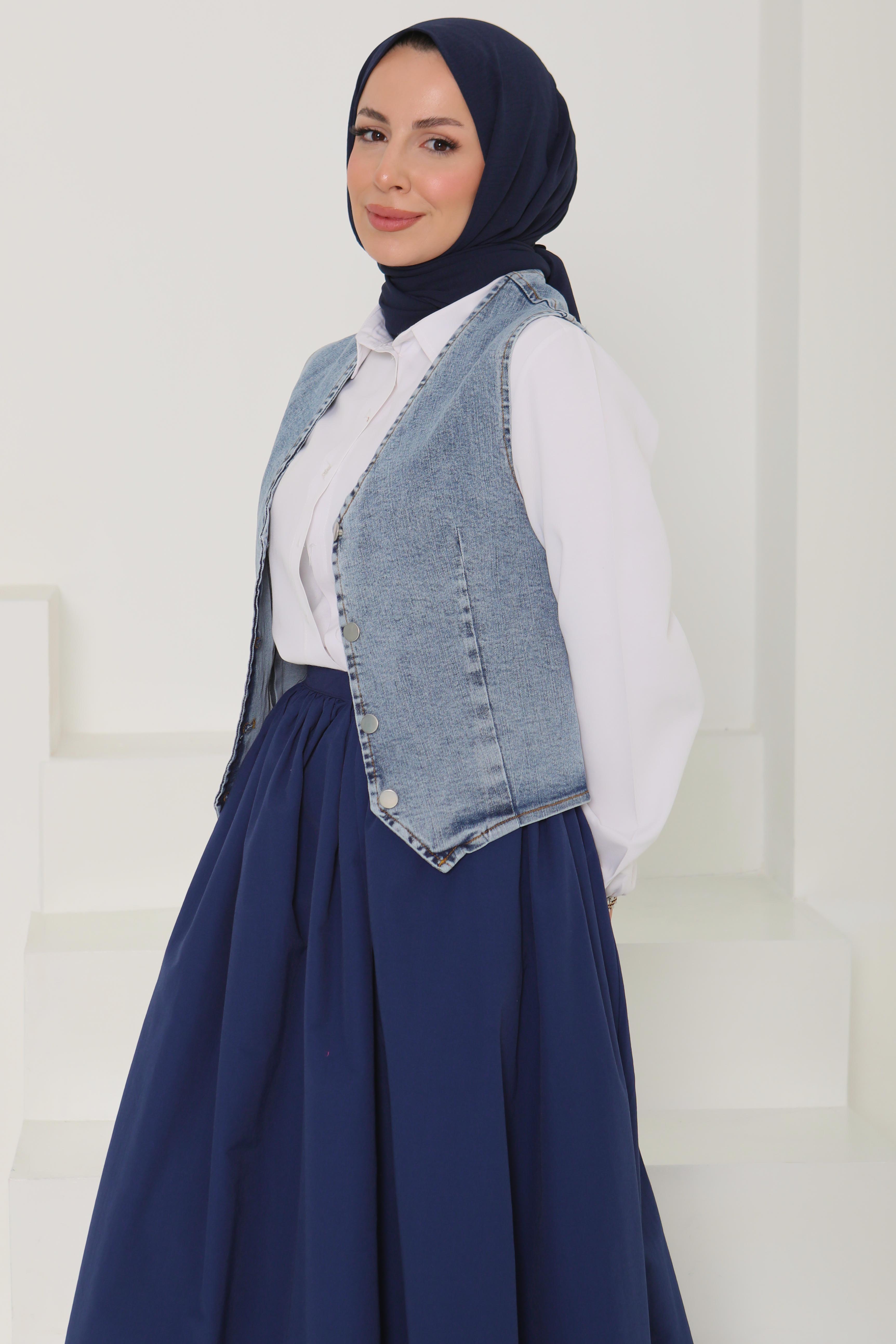 Denim Kısa Yelek - 27099