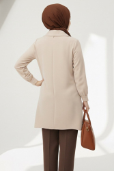 Düğme Detaylı Modal Tunik - 28041-KREM - TOFİSA (1)