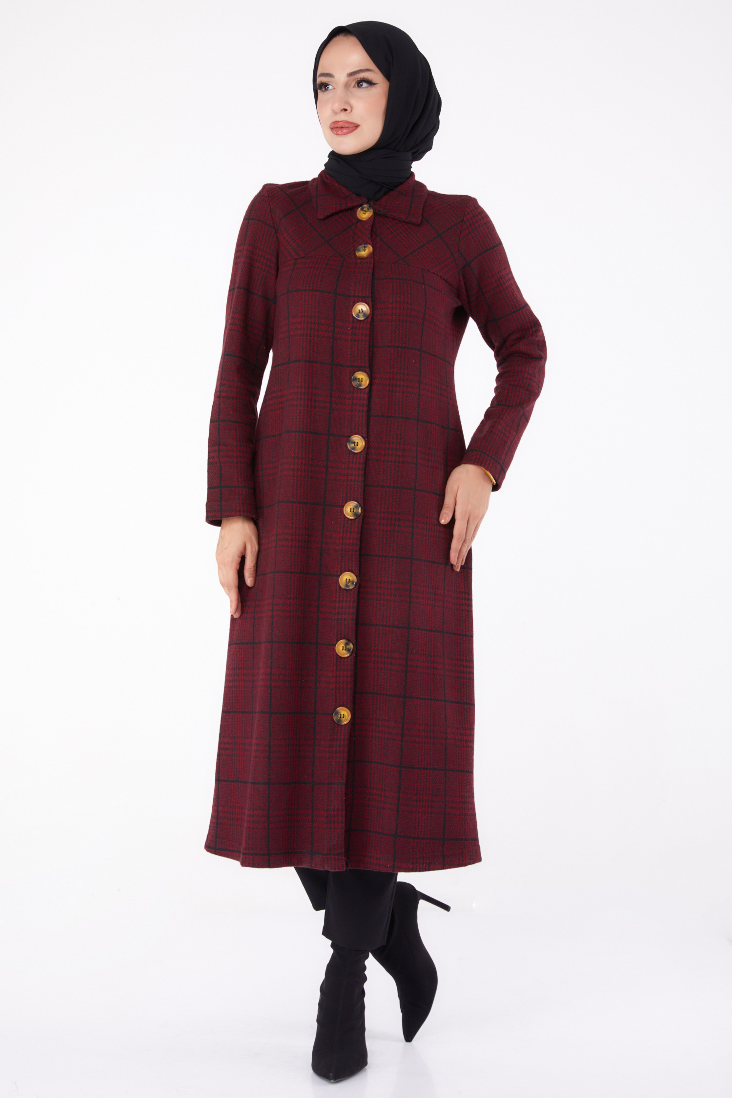 Düğmelı Kap  - 27744-BORDO