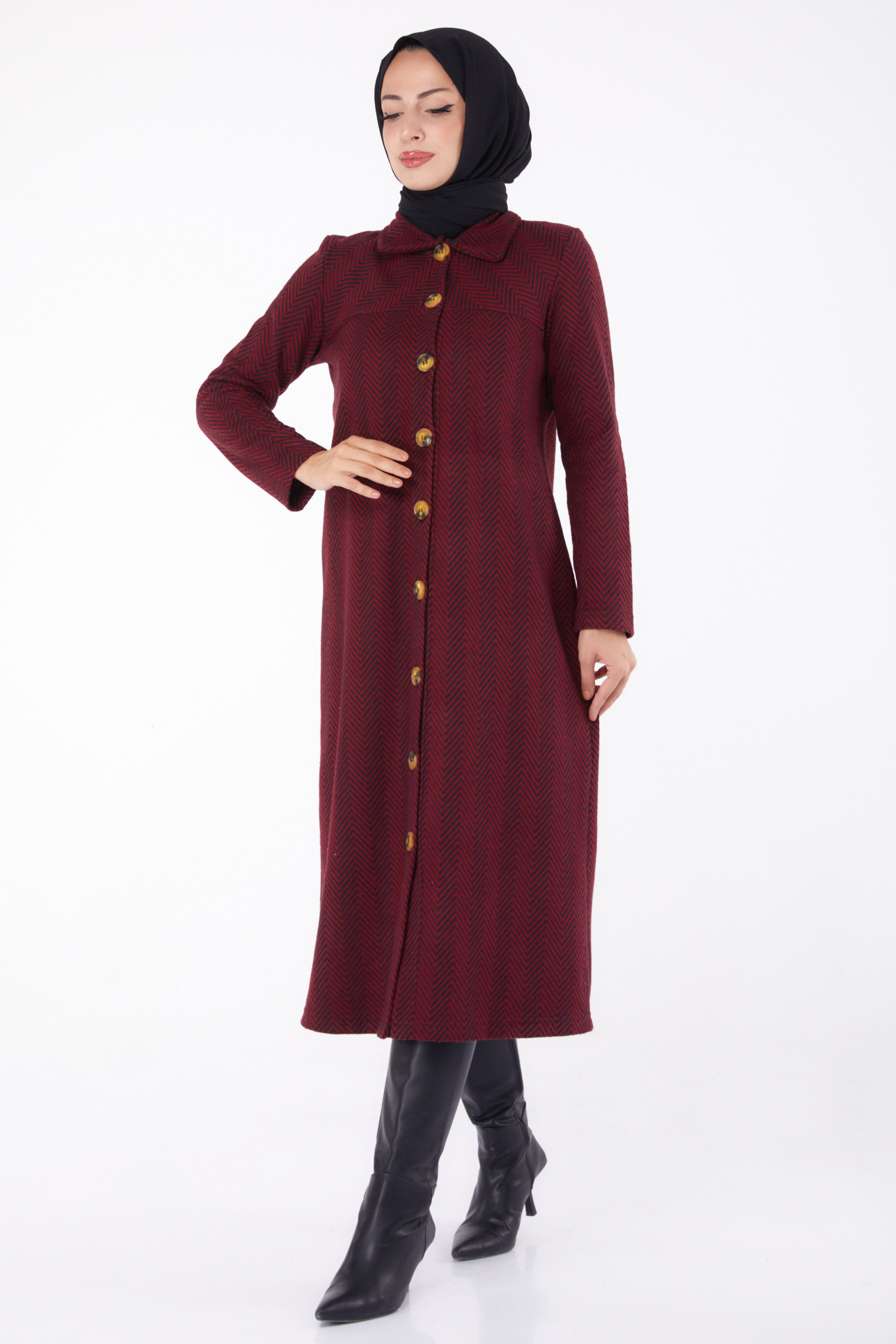 Düğmelı Kap  - 27767-BORDO