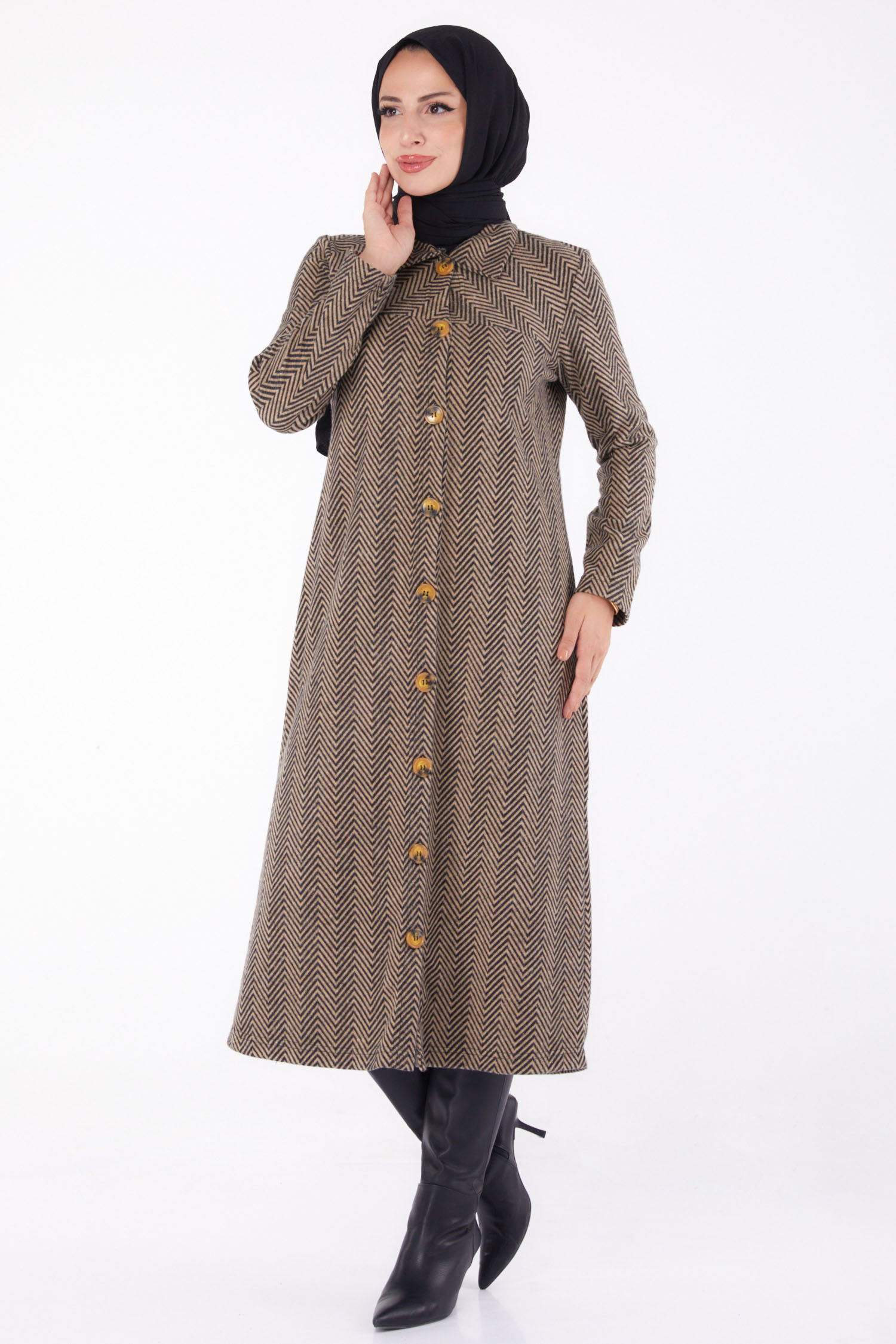 Düğmelı Kap  - 27767-VIZON