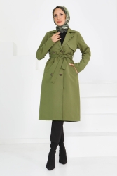Düğmeli Kuşaklı Miranda Trençkot - 27605 | En Uygun Fiyatlarla