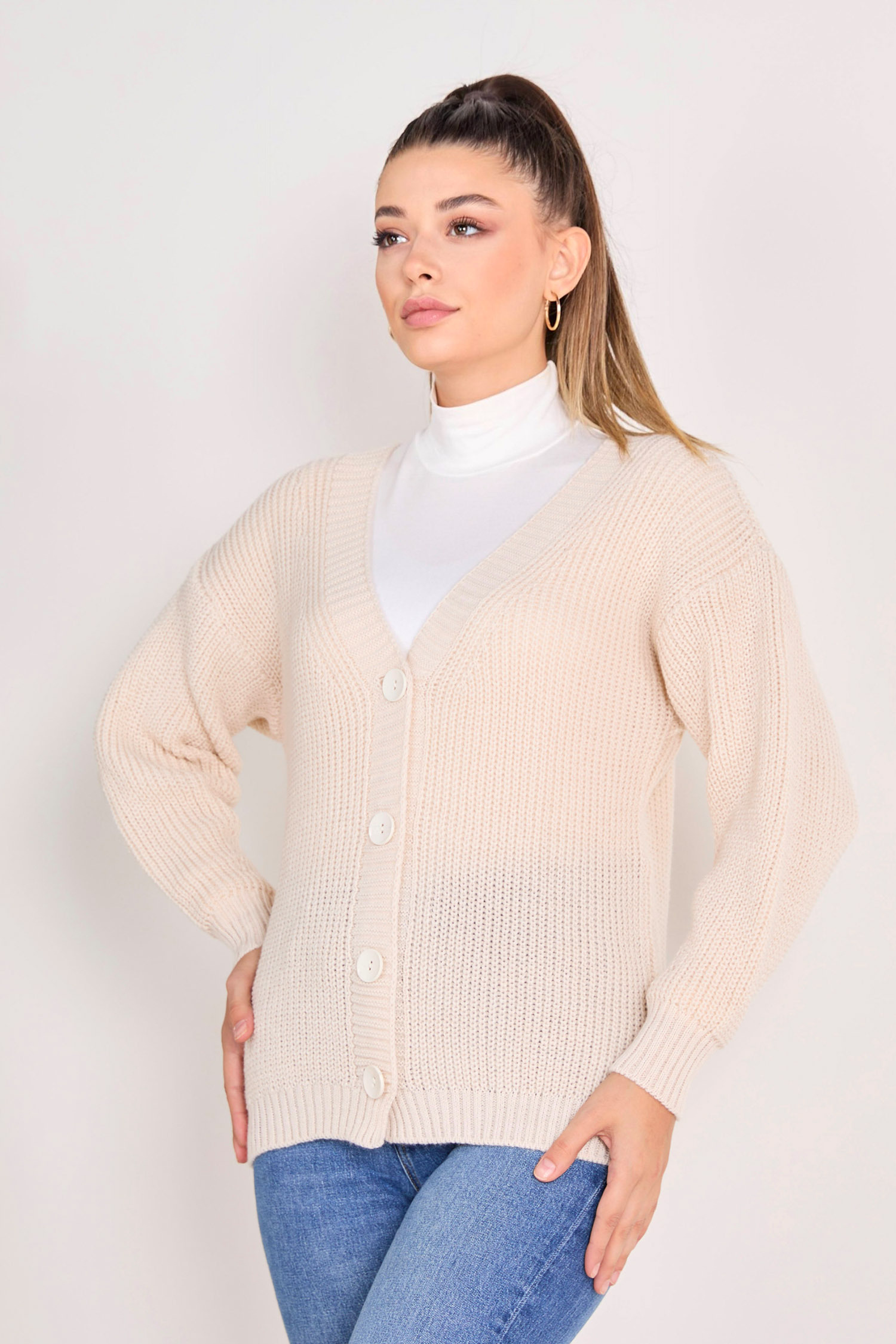 Düğmeli Triko Hırka  - 27651