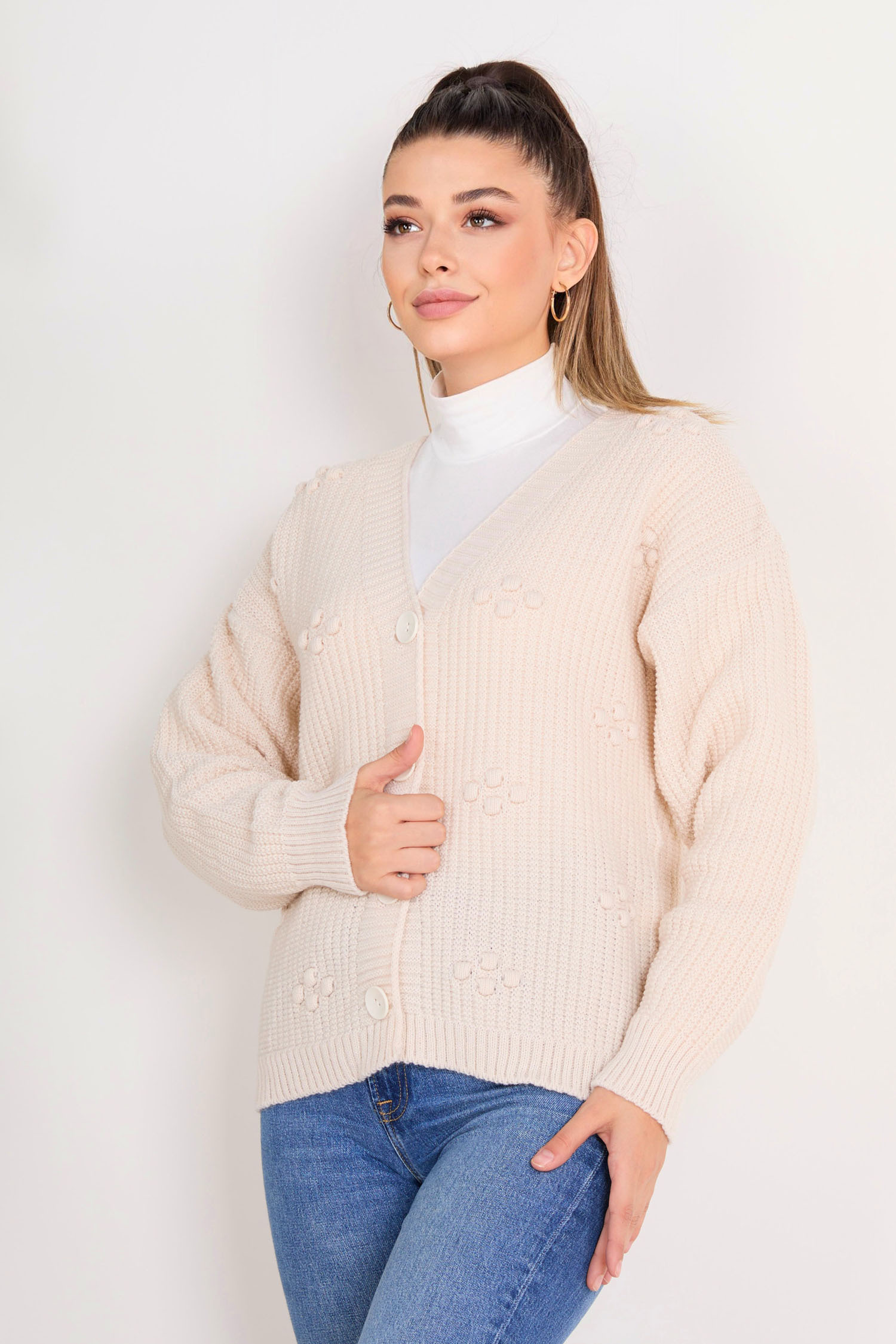 Düğmeli Triko Hırka  - 27661