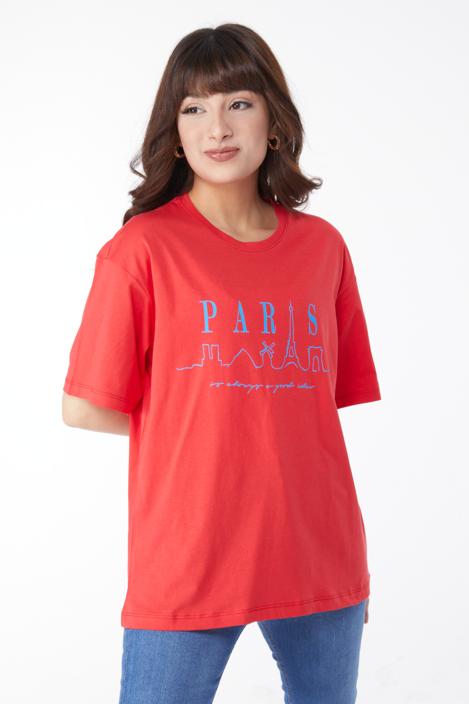 Baskılı T-shirt Kirmizi - 25170
