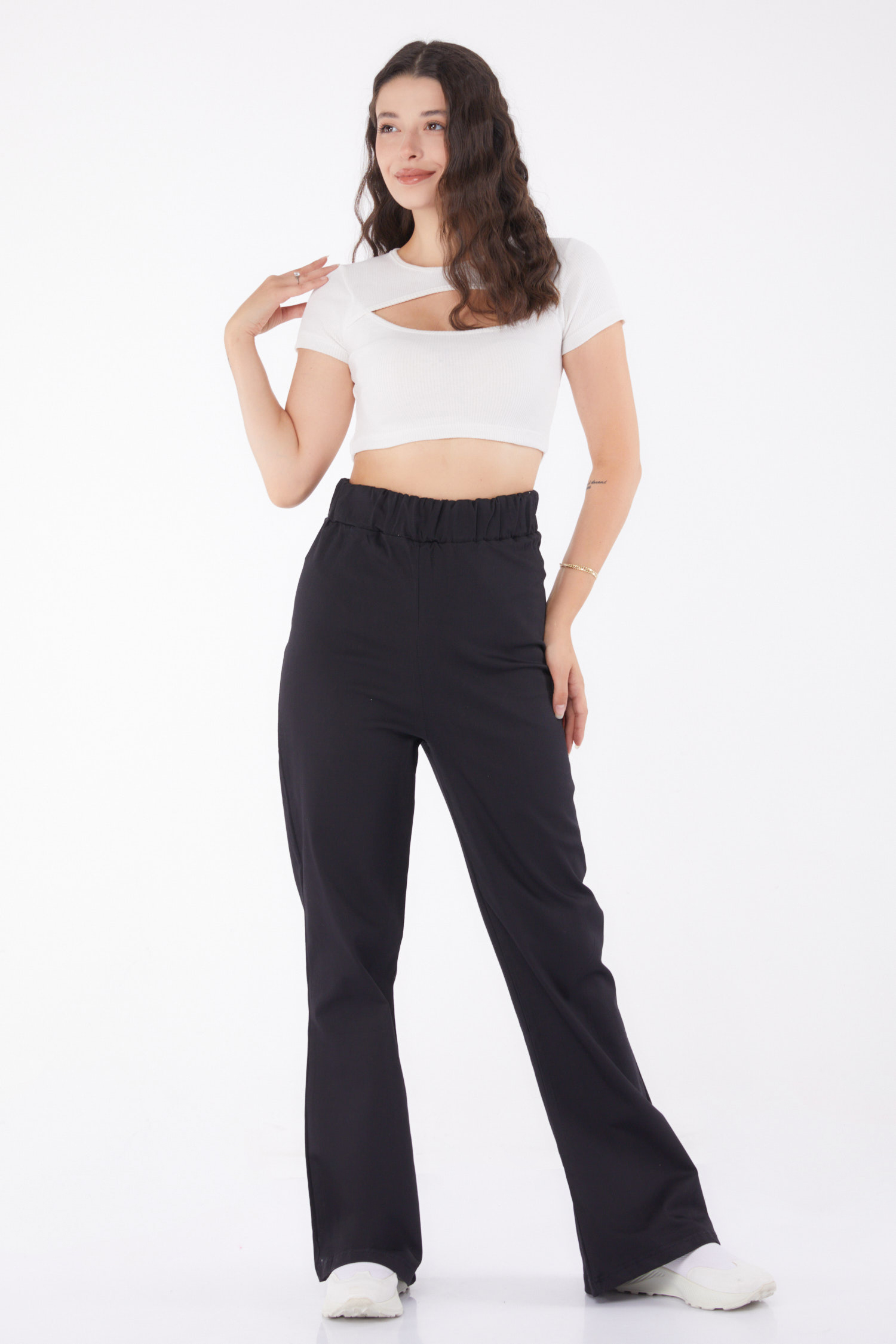 Beli Lastikli Kot Pantolon Siyah 25309