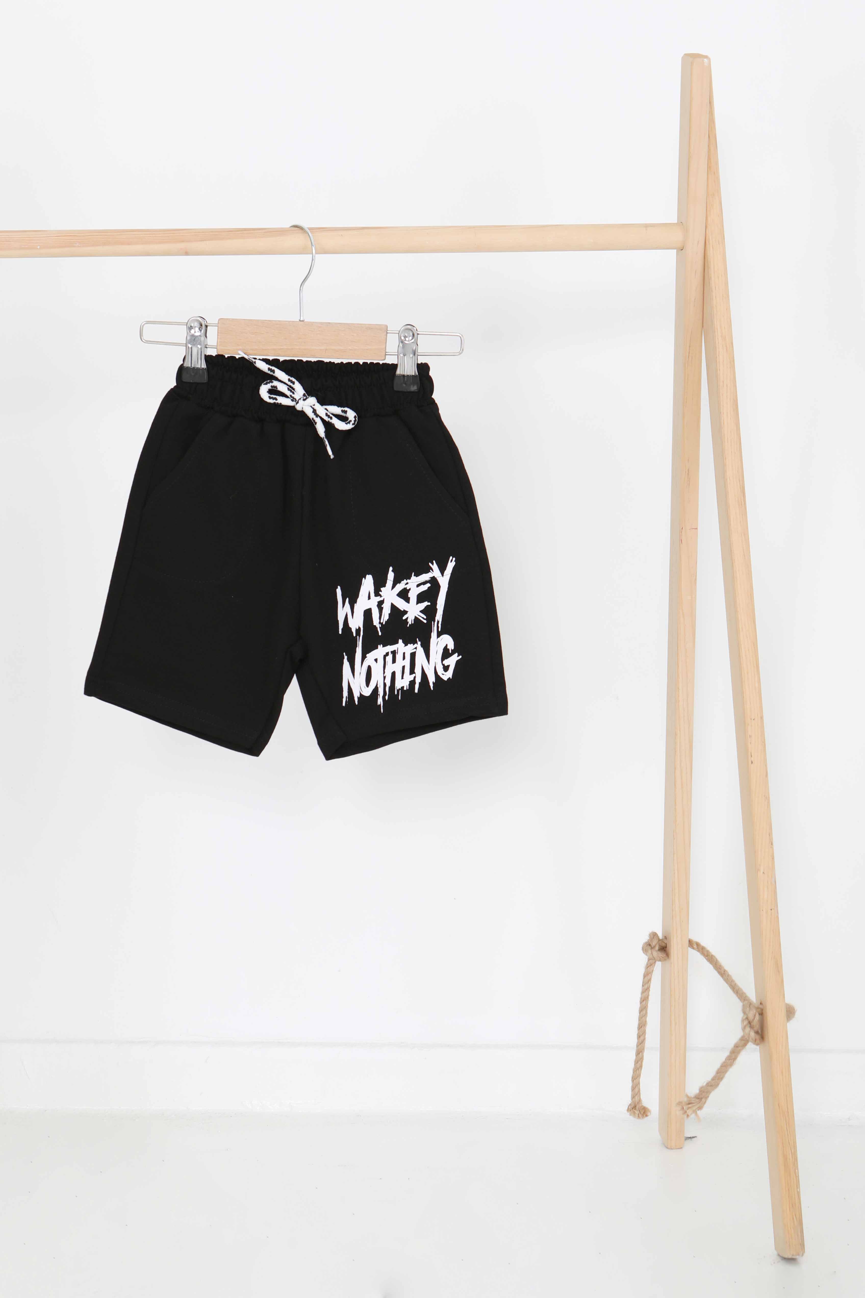 Erkek Çocuk Siyah Baskılı Şort - 27343