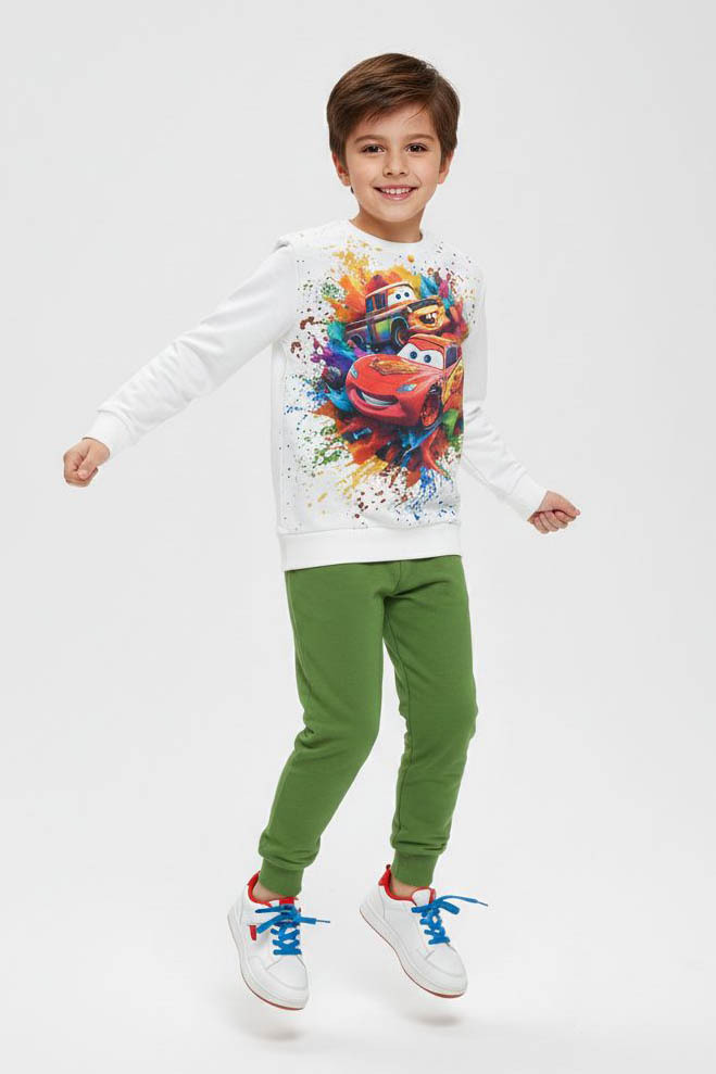 Erkek Çocuk Yesil Baskılı Şardonlu Pijama Takımı - 28241-YESIL