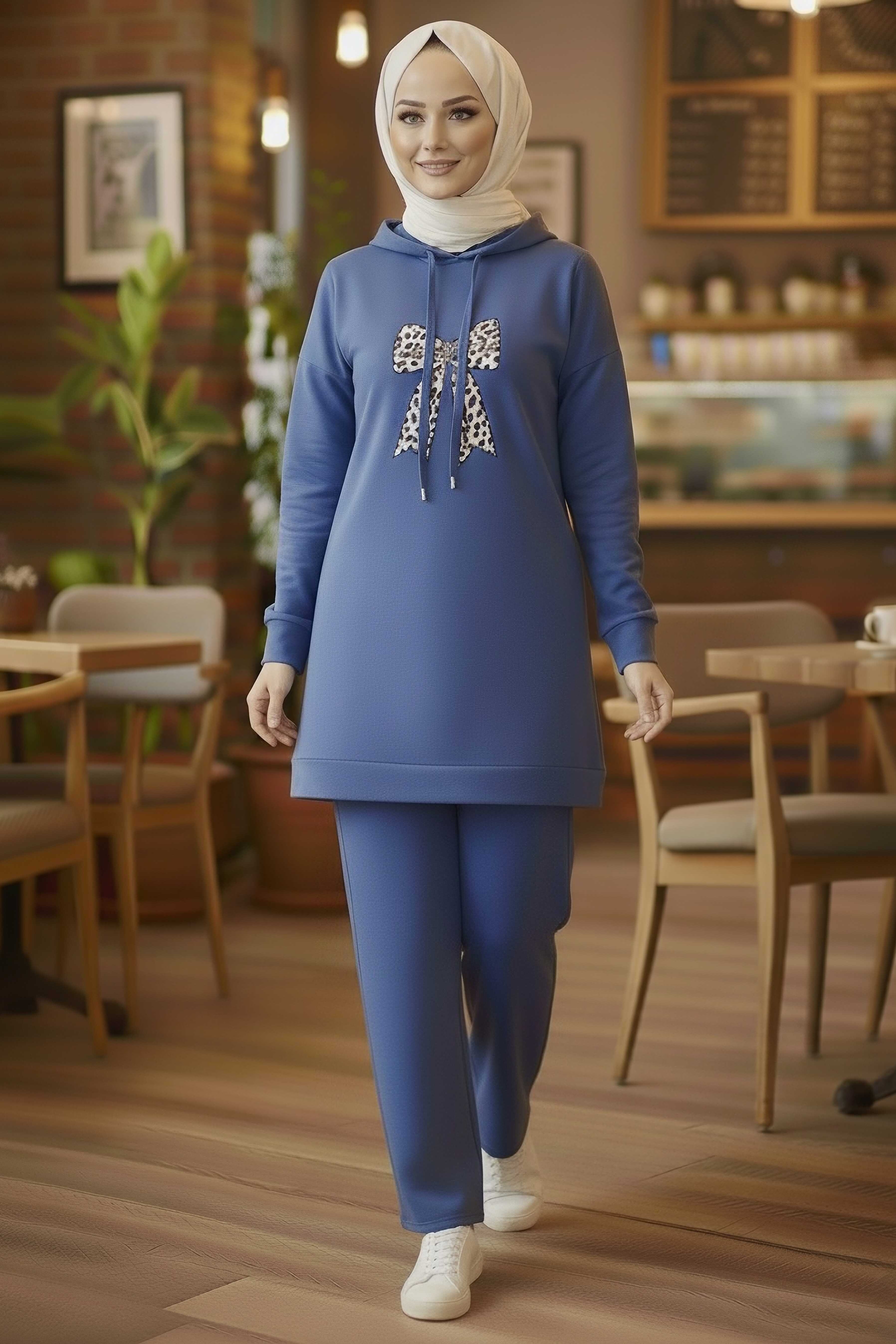 Fiyonk Detaylı İki İplik İkiili Takım  - 2066-INDIGO