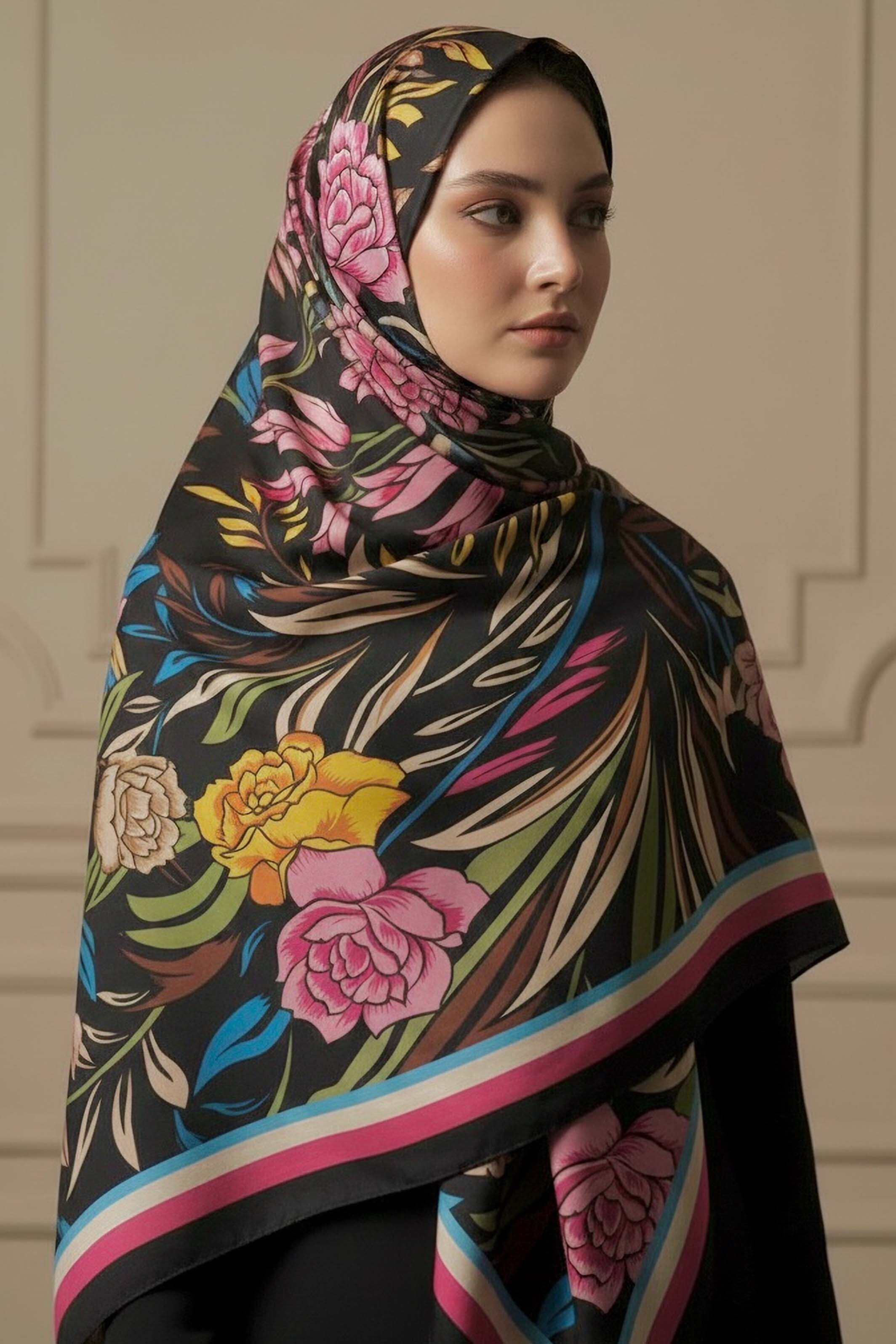 Floral Essence Serisi Pamuk Şal  - 28111-FUSYA