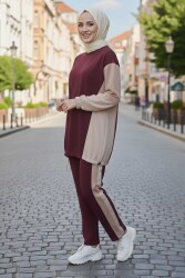 Garni Lastik Detaylı Modal İkili Takım - 1003-BORDO - TOFİSA (1)