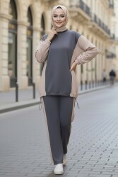 Garni Lastik Detaylı Modal İkili Takım - 1003-FUME - TOFİSA