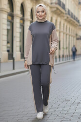 Garni Lastik Detaylı Modal İkili Takım - 1003-FUME - TOFİSA (1)