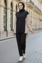 Garni Lastik Detaylı Modal İkili Takım - 1003-SIYAH - TOFİSA (1)