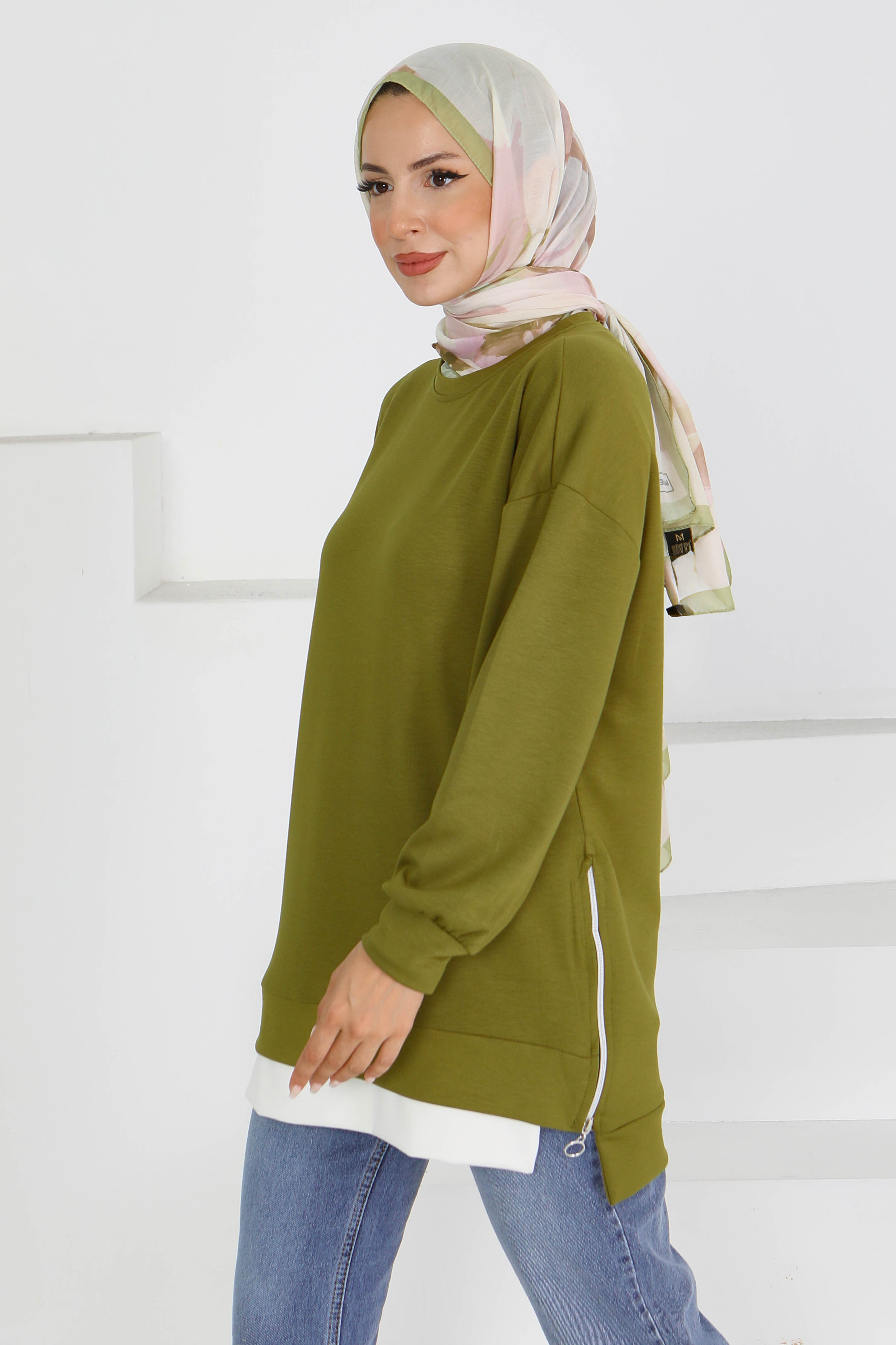 Garnili Fermuarlı Modal sweatshirt  - 27610