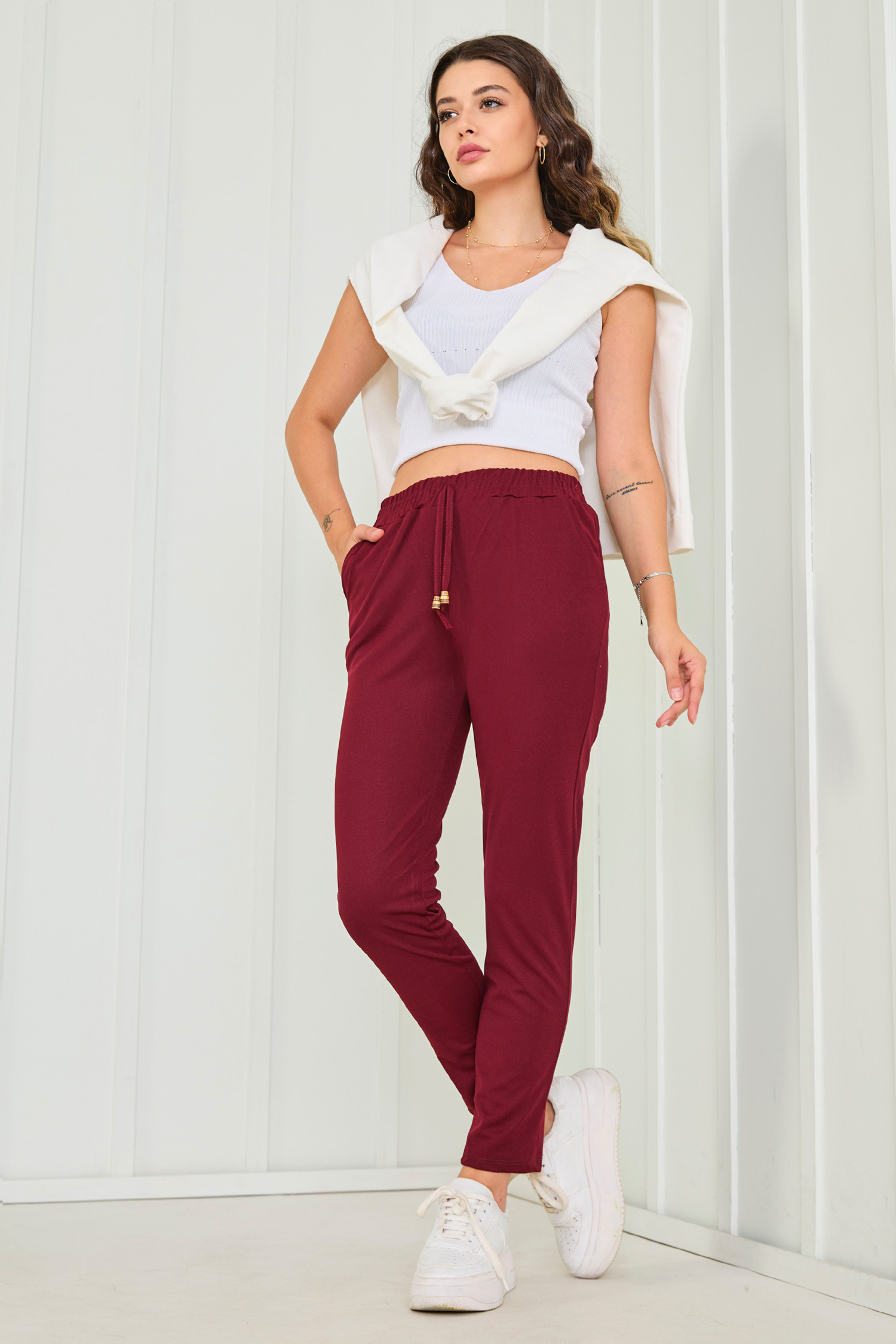 Havuç Pantolon Bordo - 27076