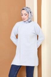 İnterlok Yırtmaçlı Tunik - 27803-GRI - TOFİSA (1)