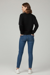 Kadın Bisiklet Yaka Oversize Sweatshirt - 27955-SIYAH - TOFİSA (1)