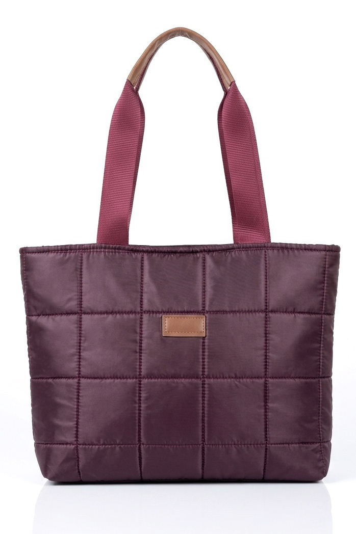 Kadın Bordo Kare Detaylı Paraşüt Omuz Çantası - 28463-BORDO