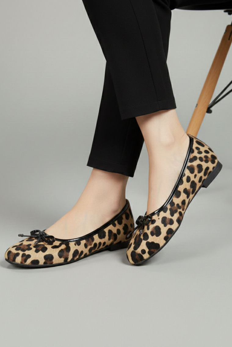 Kadın Leopar Leopar Detaylı Fiyonklu Babet - 28235-LEOPAR