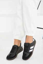 Kadın Siyah Beyaz Suni Deri Spor Ayakkabı - 27702-SIYAH-BEYAZ - TOFİSA (1)