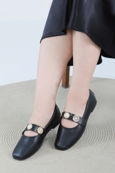 Kadın Siyah İncili Babet Ayakkabı - 27473 - TOFİSA (1)