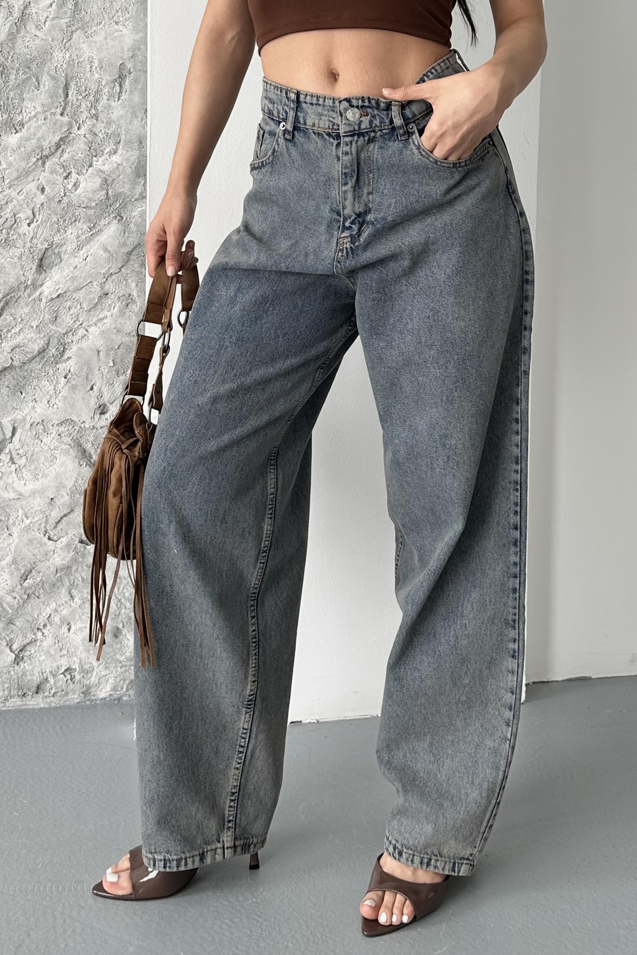 Kar Yıkamalı Baggy Kot Pantolon  - 27269