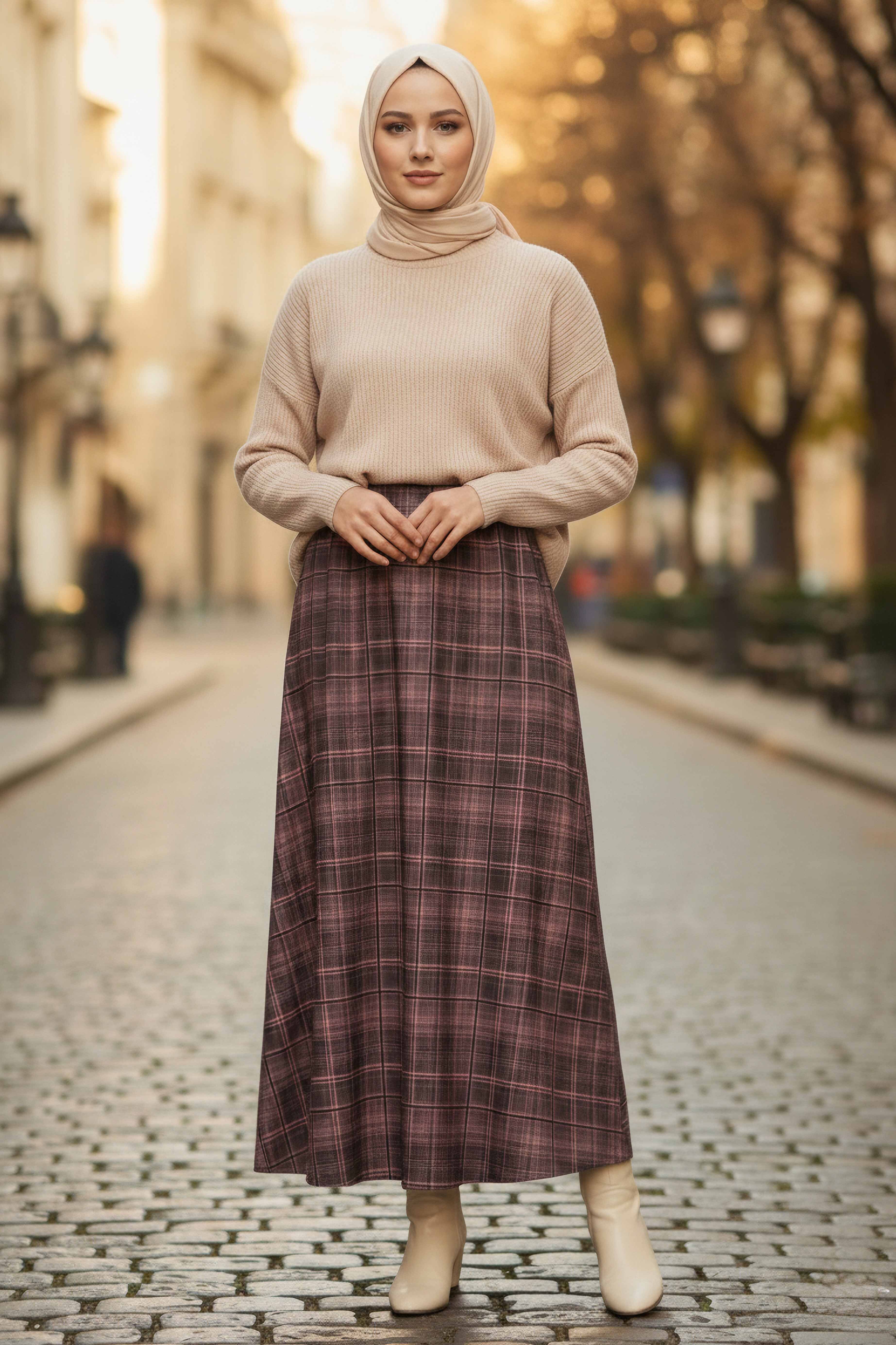 Kare Desenli Çan Etek  - 28239-SOMON