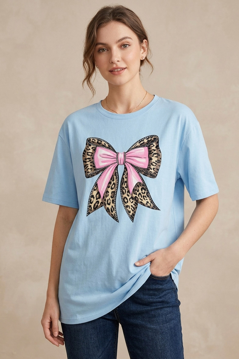 Kısa Kollu Baskılı T-shirt  - 1316-BEBE-MAVI