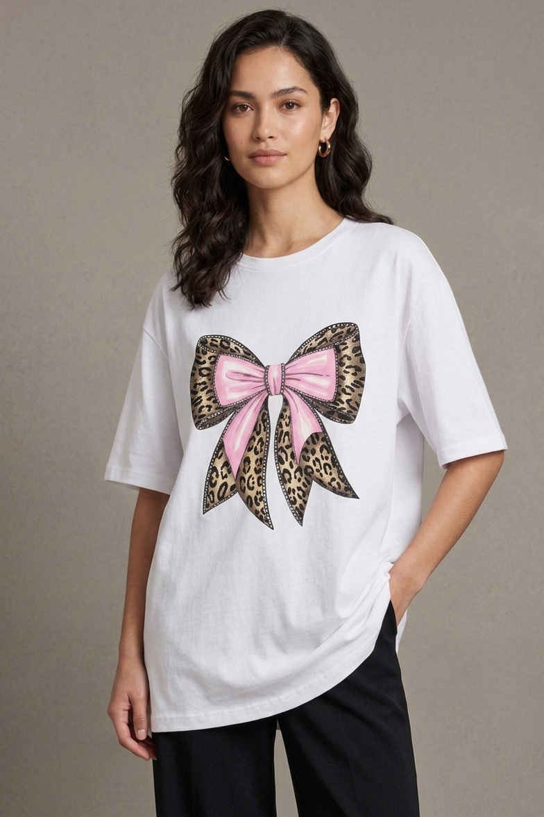 Kısa Kollu Baskılı T-shirt  - 1316-BEYAZ