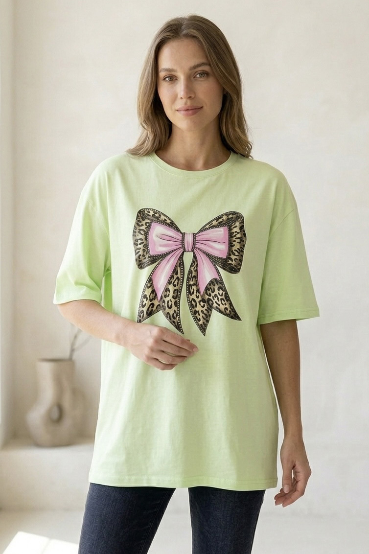 Kısa Kollu Baskılı T-shirt  - 1316-MINT