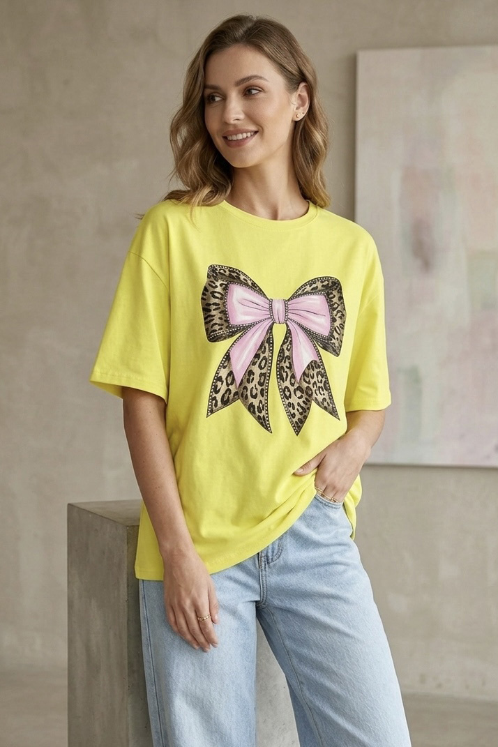 Kısa Kollu Baskılı T-shirt  - 1316-SARI