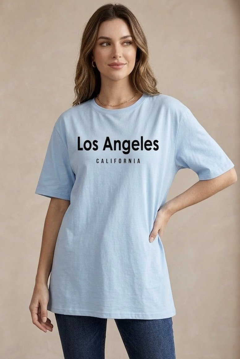 Kısa Kollu Baskılı T-shirt  - 1318-BEBE-MAVI