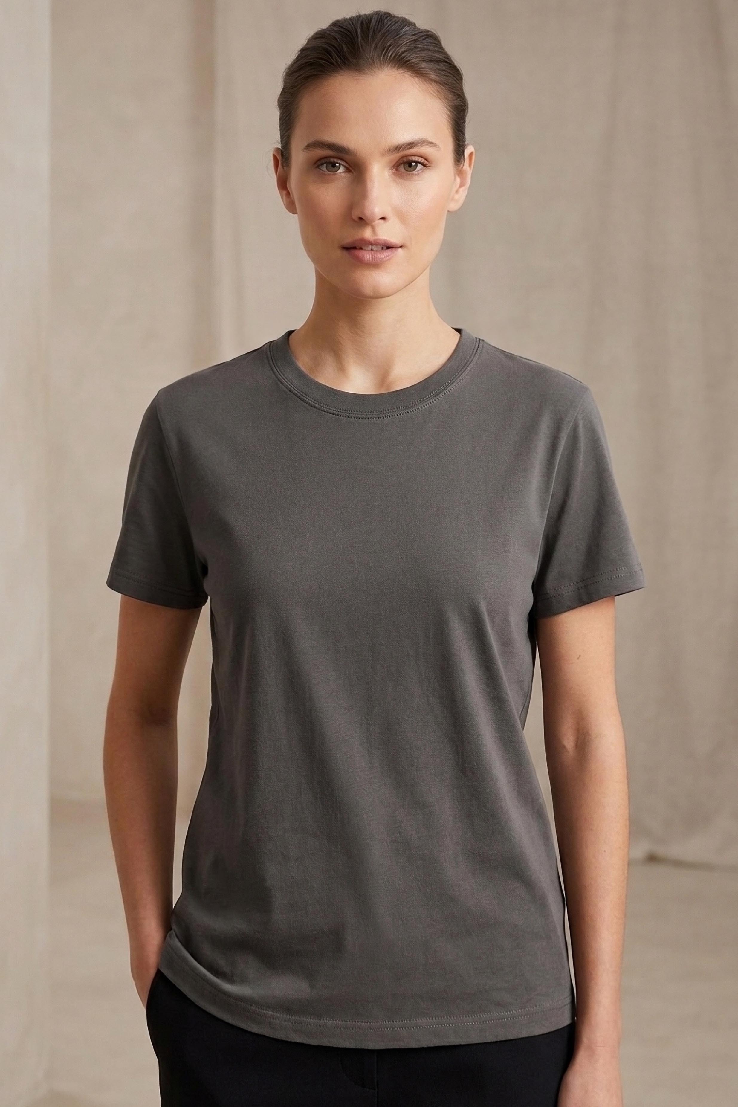 Kısa Kollu T-shirt Antrasit - 2114-ANTRASIT