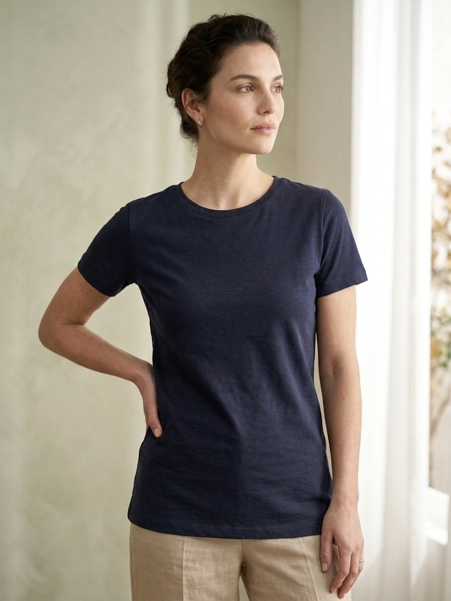 Kısa Kollu T-shirt Lacivert - 2114-LACIVERT