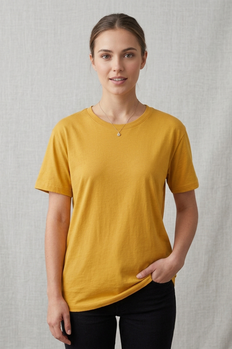 Kısa Kollu T-shirt Sari - 2114-SARI