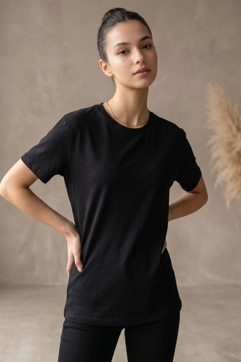 Kısa Kollu T-shirt Siyah - 2114-SIYAH