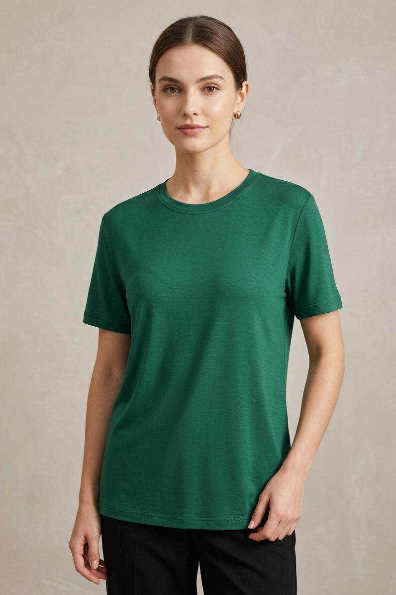 Kısa Kollu T-shirt Zumrut - 2114-ZUMRUT