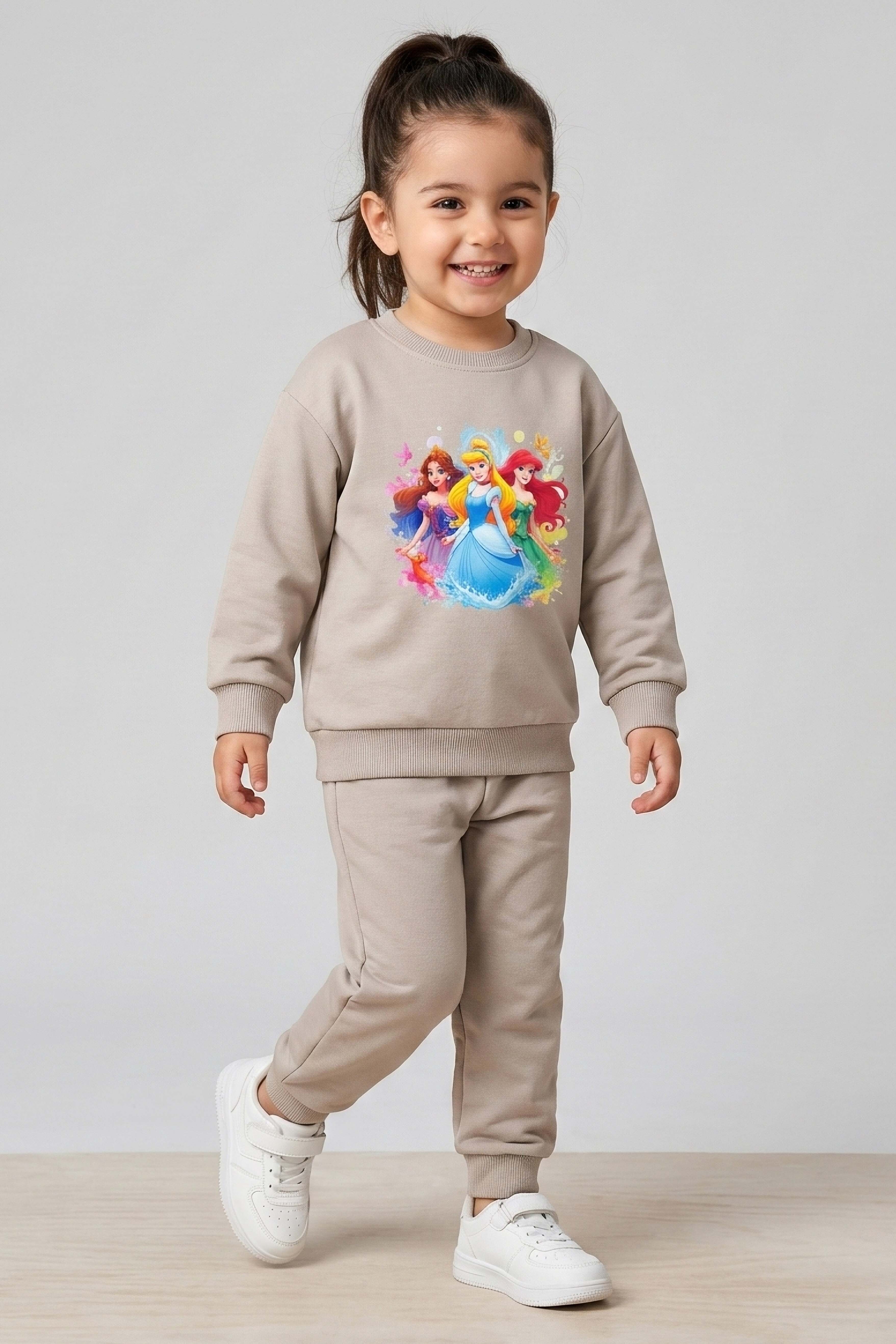 Kız Çocuk Bej Baskılı Pijama Takımı - 28306-BEJ