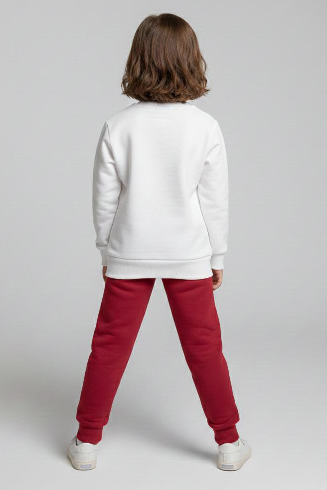 Kız Çocuk Bordo Baskılı Pijama Takımı - 28165-BORDO