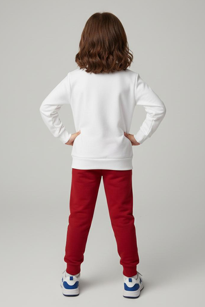 Kız Çocuk Bordo Baskılı Pijama Takımı - 28166-BORDO