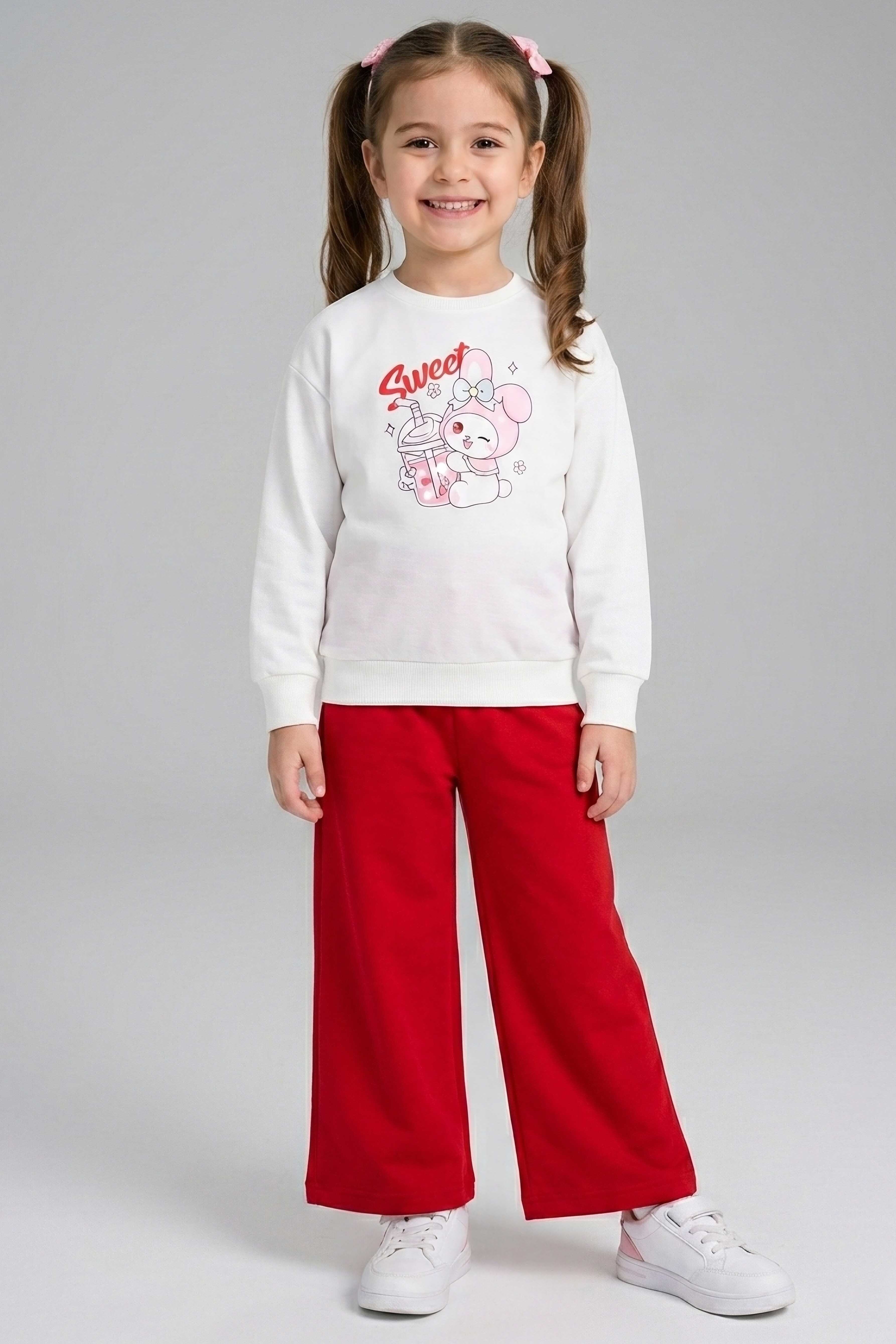 Kız Çocuk Bordo Baskılı Pijama Takımı - 28305-BORDO