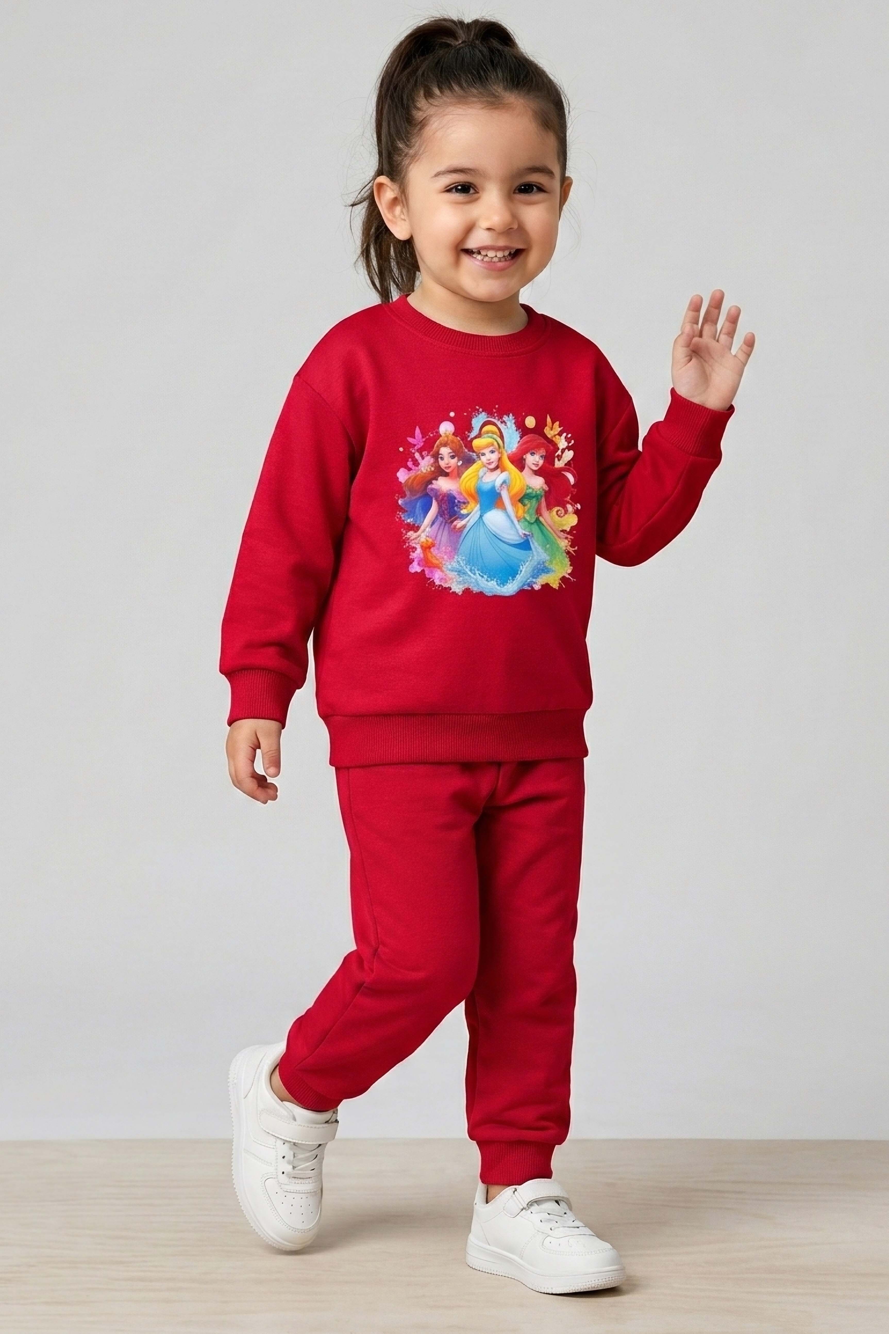 Kız Çocuk Bordo Baskılı Pijama Takımı - 28306-BORDO