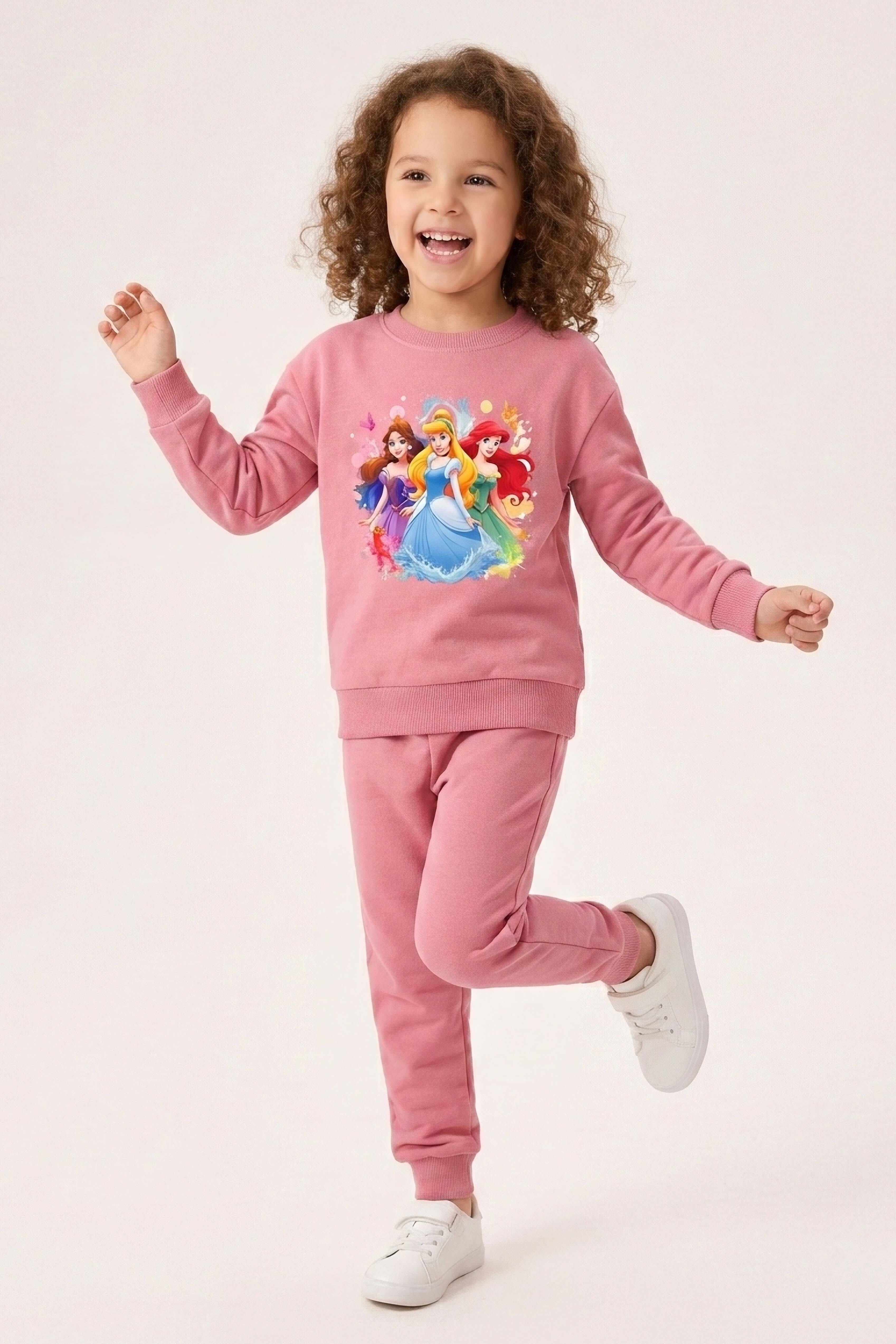 Kız Çocuk Gül Baskılı Pijama Takımı - 28306-GUL