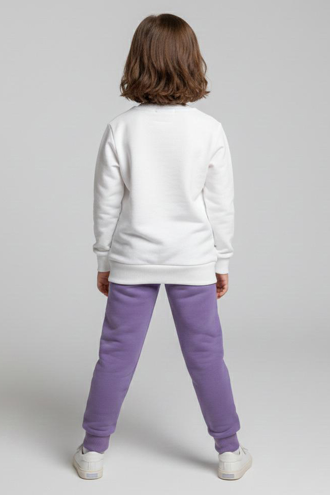Kız Çocuk Lila Baskılı Pijama Takımı - 28165-LILA