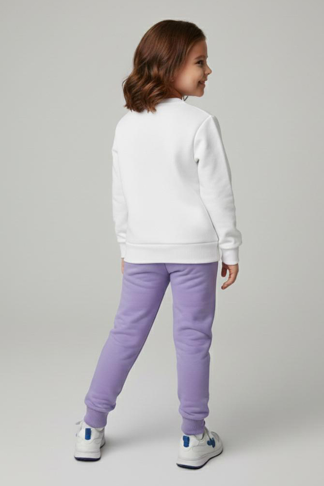 Kız Çocuk Lila Baskılı Pijama Takımı - 28166-LILA